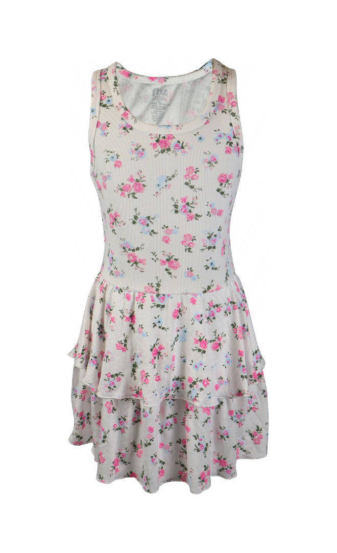 *Rib Floral Ruffle Dress*