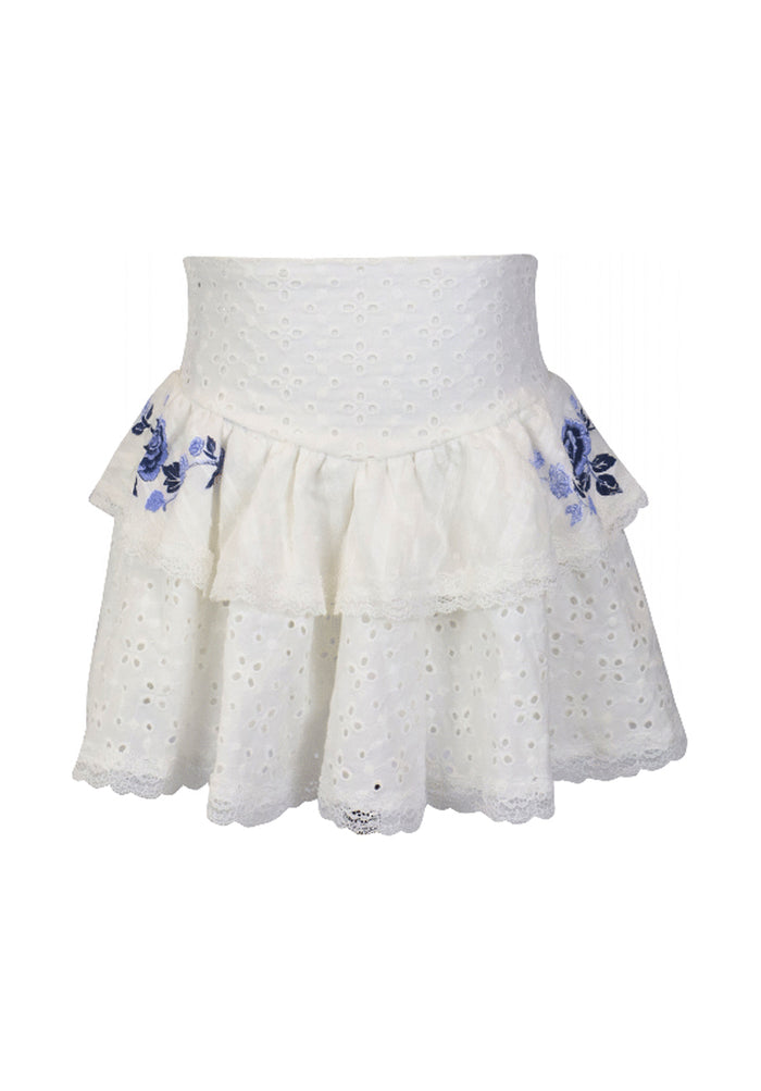 *Eyelet Printed Ruffle Skirt*