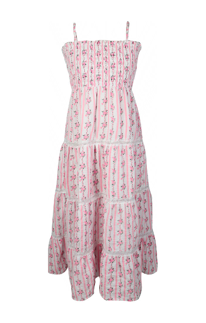 *Printed Maxi Dress with Lace*