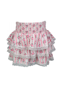 *Printed Ruffle Skirt with Lace*