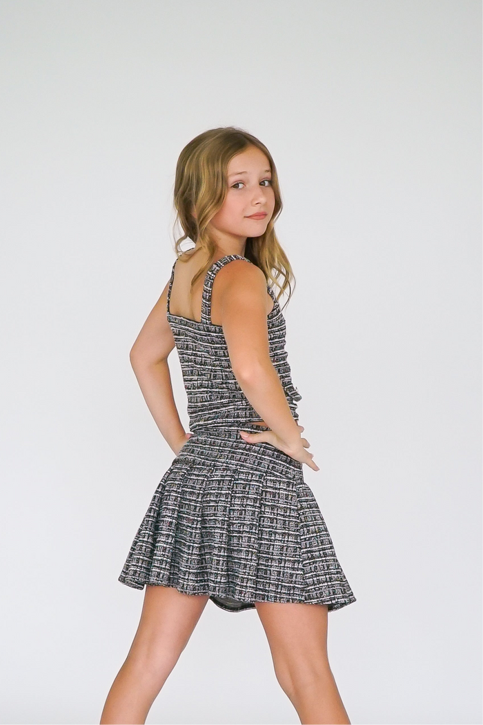 *Black Tweed Button Down Top*