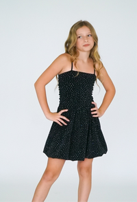 *Allover Studded Metallic Bubble Dress*