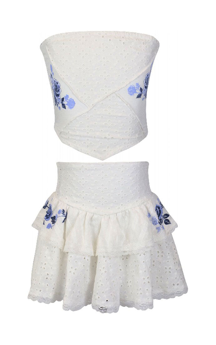 *Eyelet Printed Tubetop*