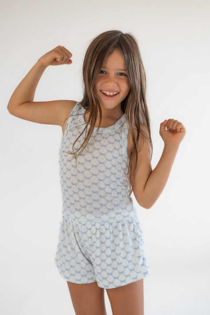 *Allover Bow Printed Button Down Short*
