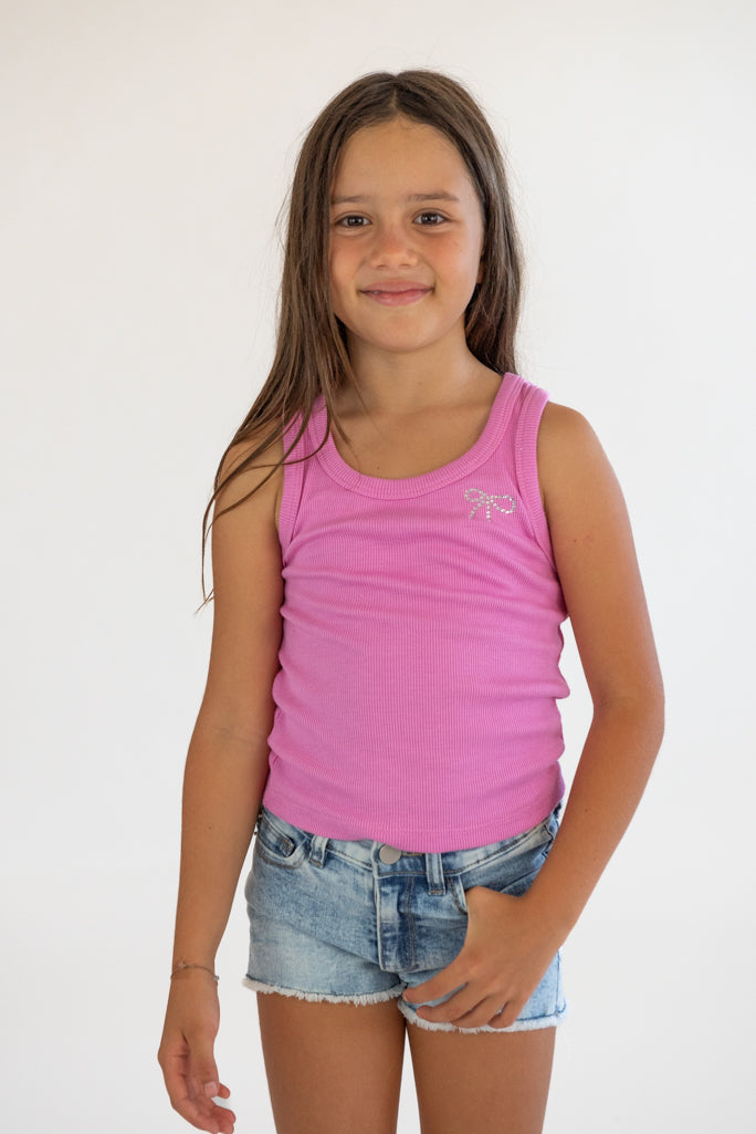 *Rhinestone Bow Rib Tank*