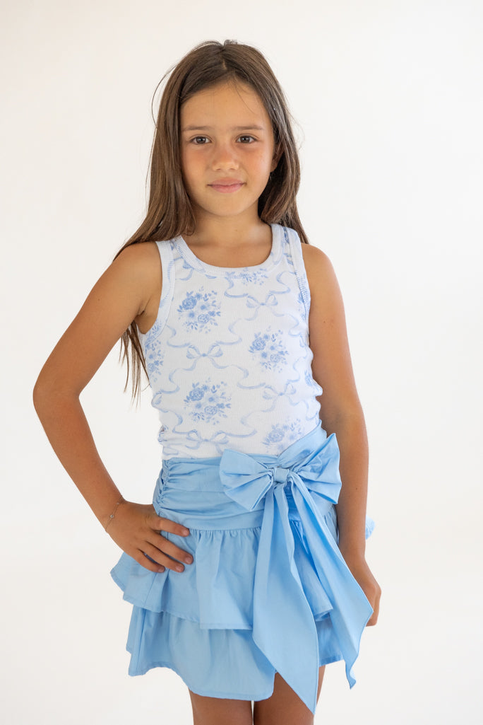 *Rib Bow Toile Printed Tank*