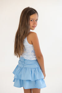 *Poplin Bow Ruffle Skirt*