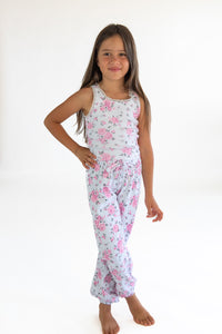 *Rib Printed Trim Lace Tank*