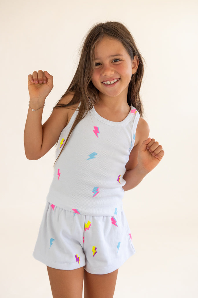 *Rib Allover Bolt Print Tank*