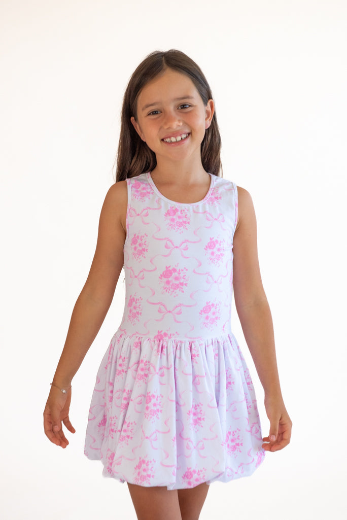 *Bow Toile Printed Bubble Dress*