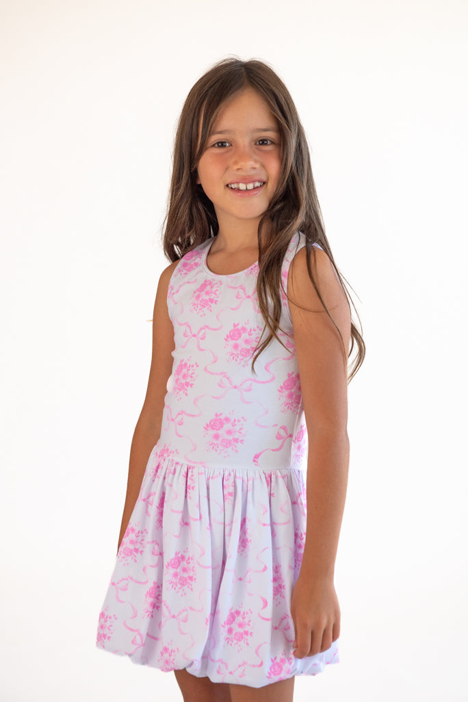 *Bow Toile Printed Bubble Dress*