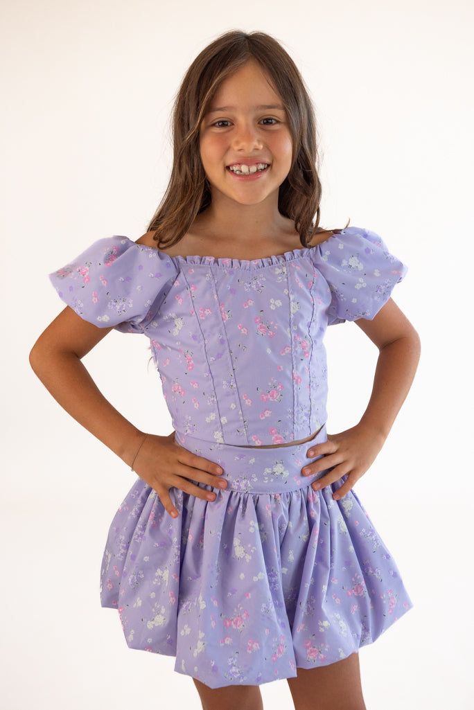 *Poplin Puff Sleeve Corset Top*