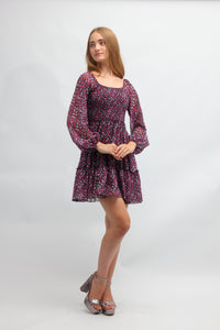 *Floral Smocked Long Sleeve Dress*