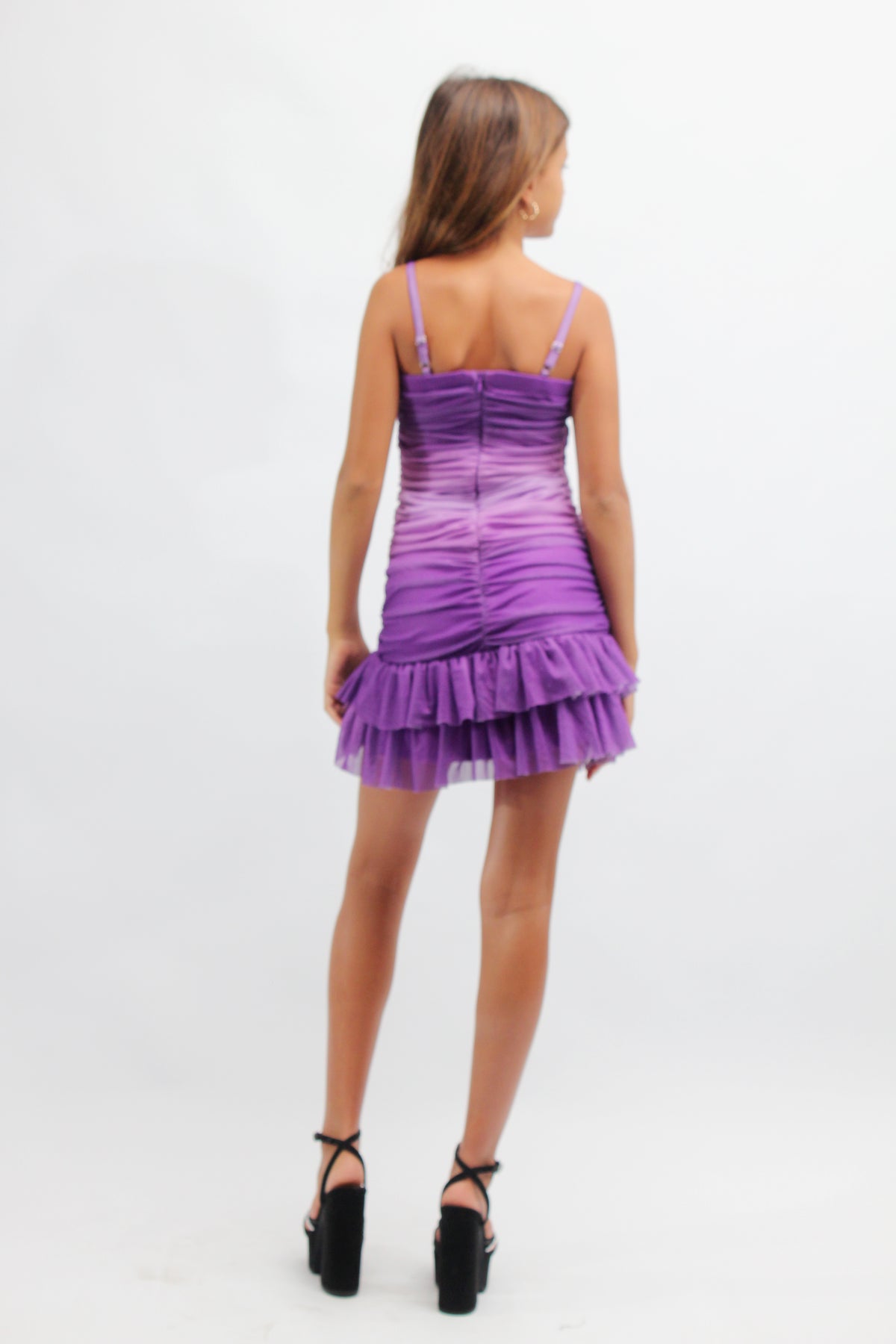 *Purple Ombre Ruched Dress*