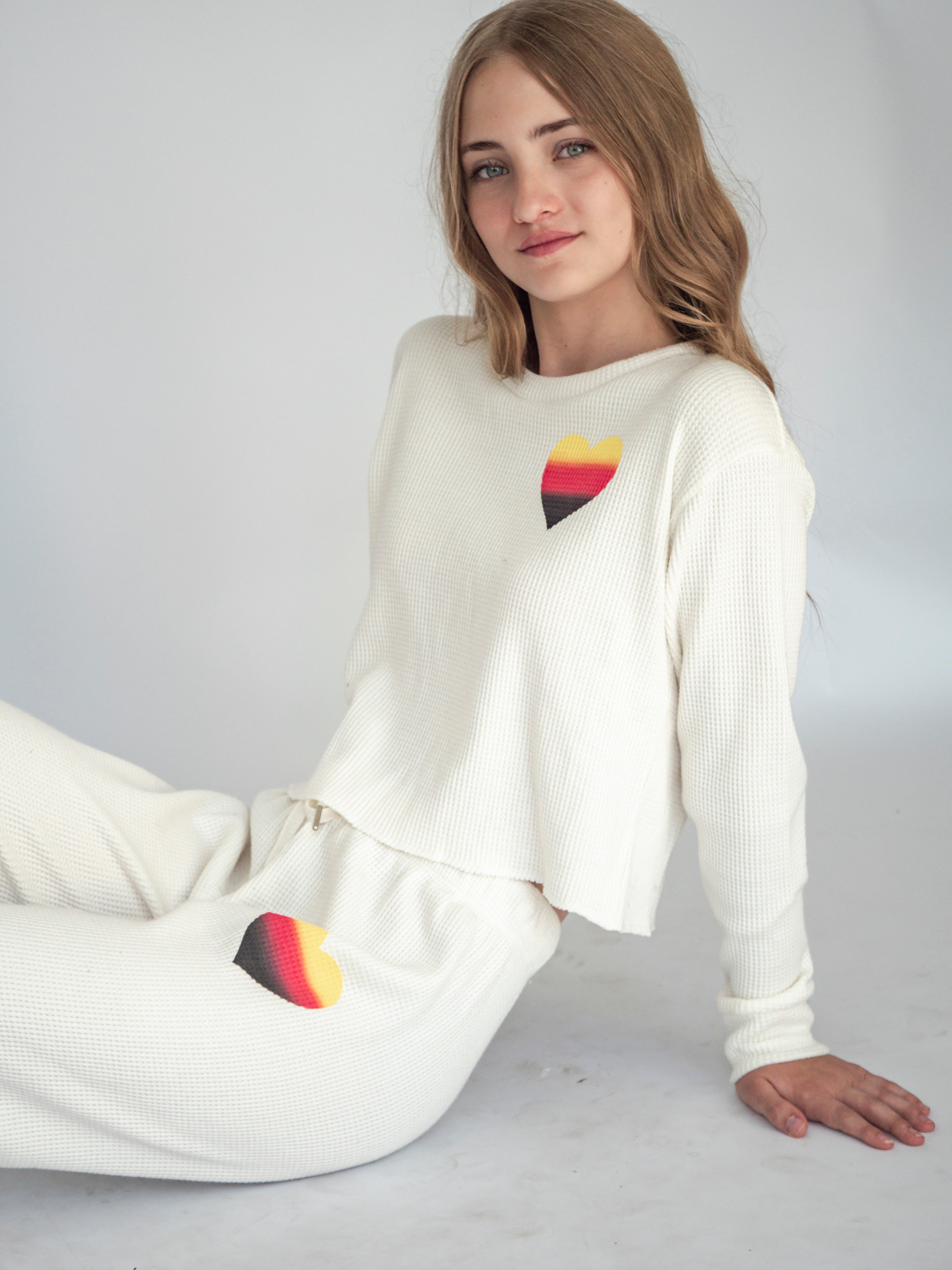 Offwhite Heart Multi Color Sweatshirt Flowers By Zoe Clothing