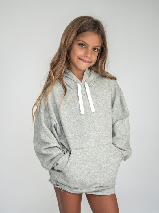 Grey Studded Oversized Hoody