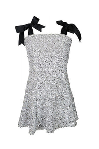 *Sparkling Sequin Shoulder Ties Dress*