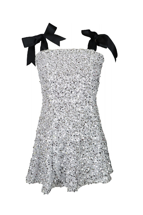 *Sparkling Sequin Shoulder Ties Dress*