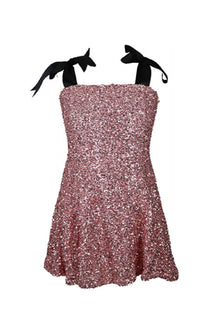 *Sparkling Sequin Shoulder Ties Dress*