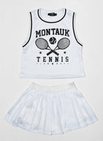 *White Mesh Pleated Skirt*