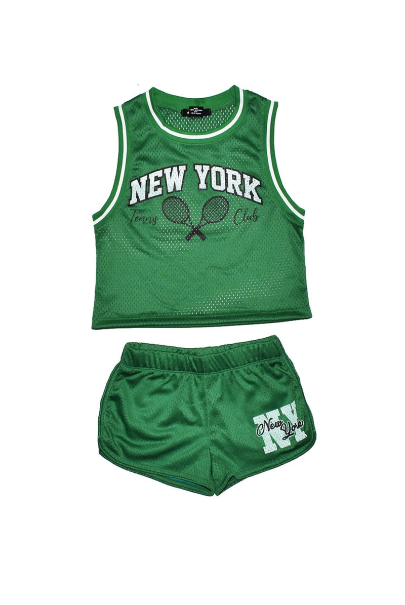*Green Mesh New York Sleeveless Tank*