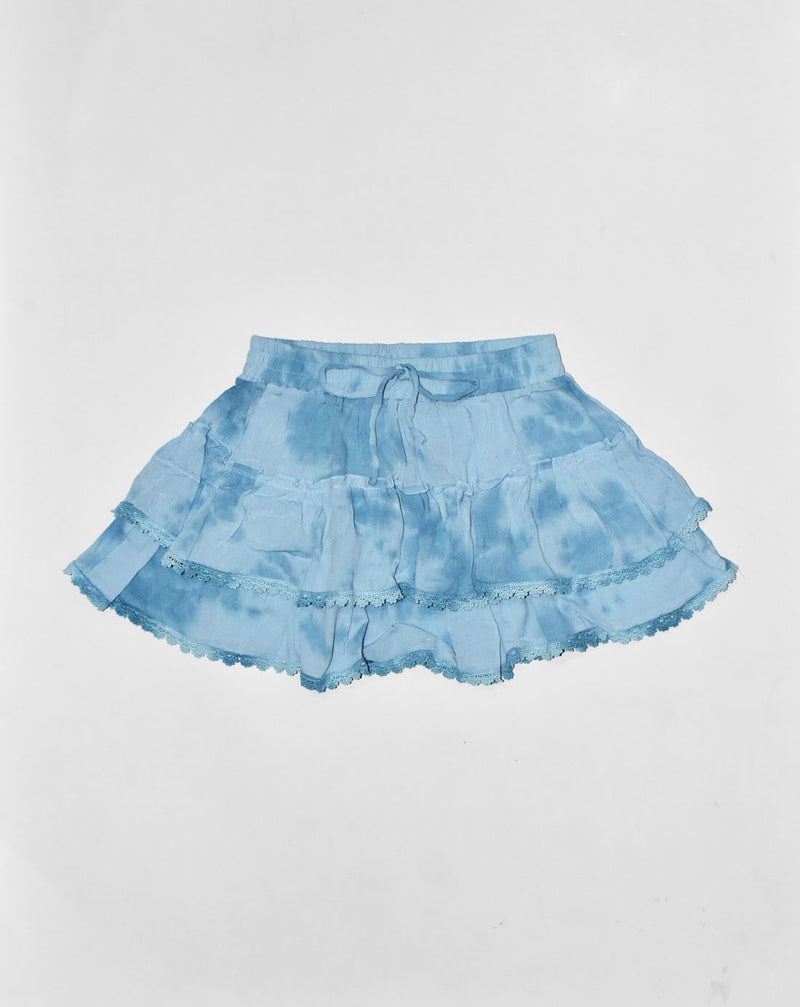 *Blue Cloud Tie Dye Ruffle Skirts*