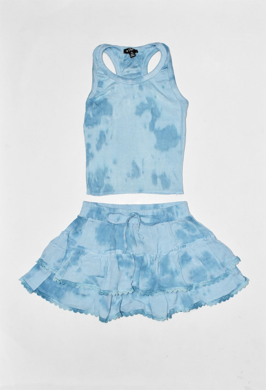 *Blue Cloud Tie Dye Ruffle Skirts*