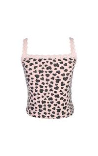 *Leopard Printed Trim Lace Top*