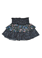 *Black Blue Floral Smocked Skirt*
