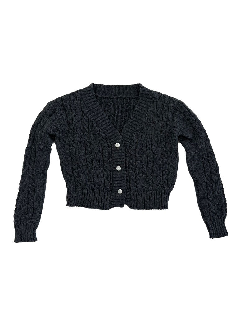*Black Cable Long Sleeve Cardigan*