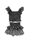 *Navy Aqua Paisley Smocked Skirt*