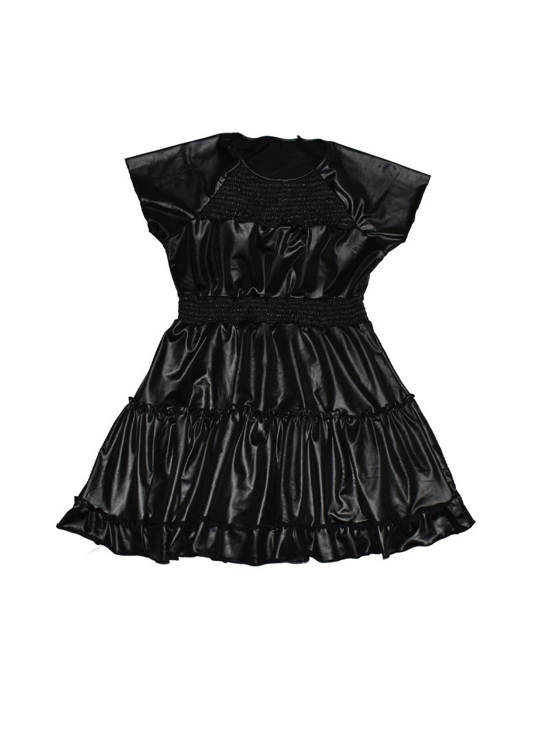 *Black Smocked Waist Dress*