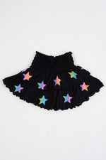 *Black Multi Color Stars Smocked Skirt*