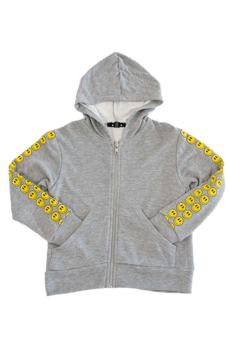 *Heather Grey Yellow Smile Zip Up Jacket*