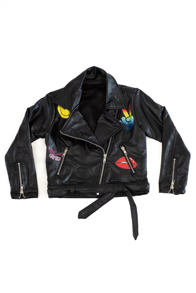 *Black Multi Color Icon Zip Up Jacket*