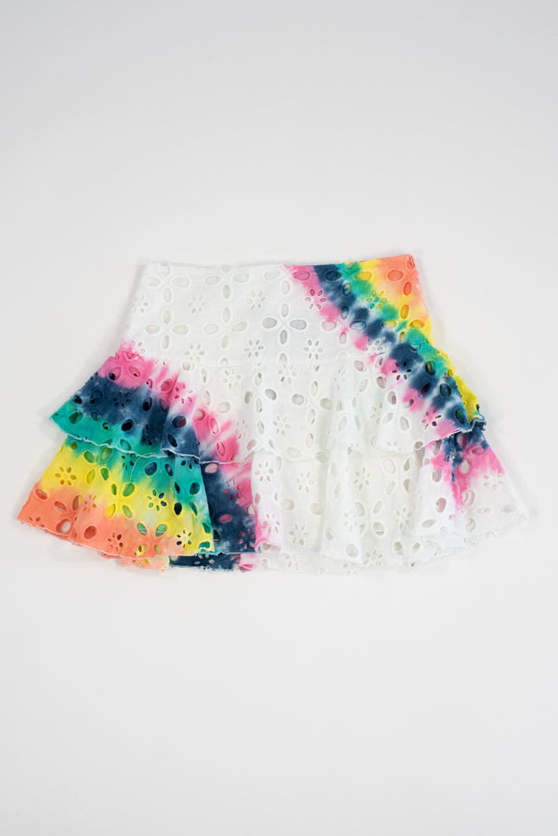 Diagonal Tie-dye Ruffle Skirt