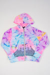 Pastel Tie-dye Zip-Up Cropped Hoodie