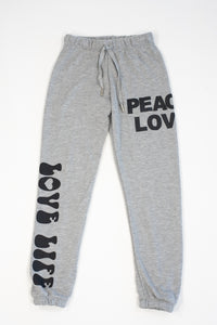 Peace Love / Love Life Heather Grey Sweatpants
