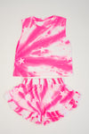 Pink Swirl Tie-dye Star Ruffle Shorts