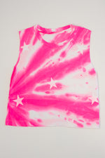 Pink Swirl Tie-dye Star Cropped Tank