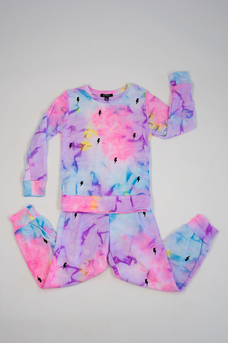 Pastel Tie-dye Lightning Bolt Sweatshirt