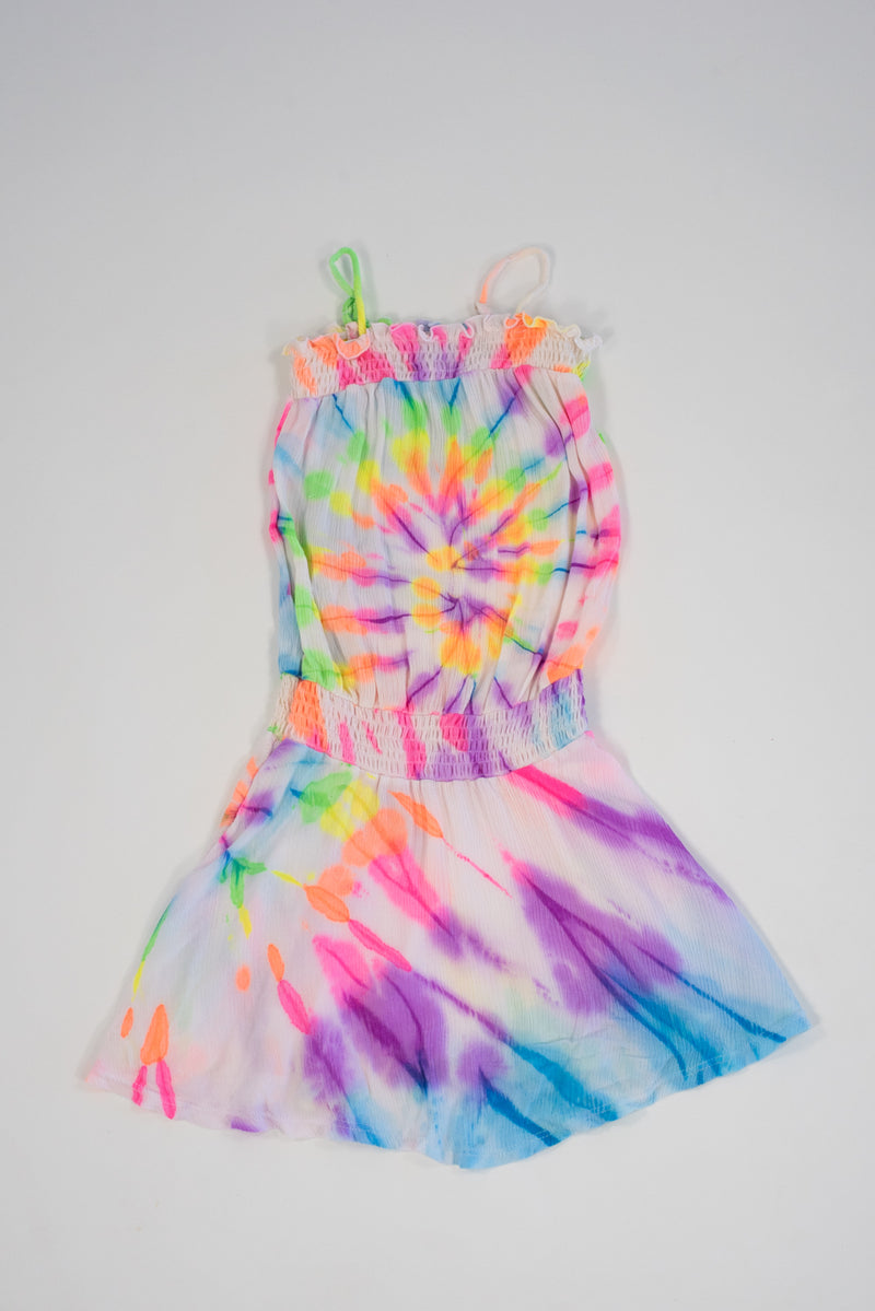Neon Tie-dye Smocked Dress