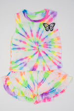 Neon Tie-dye Butterfly Cropped Tank