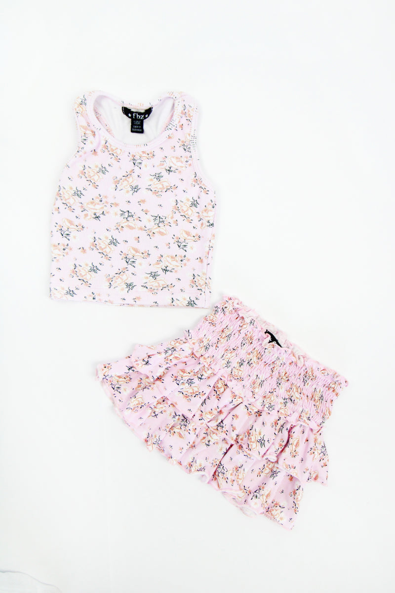 *Pink Rose Print Baby Skirt Sets*