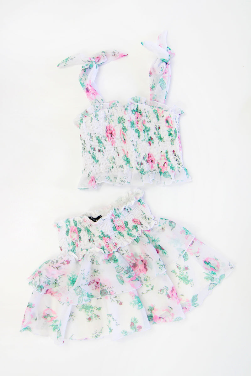 *White Rose Smocked Top*