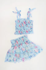 *Blue Big Rose Ruffle Skirt*