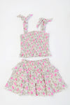 *Pink Grey Rose Ruffle Skirt*