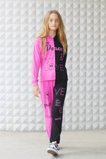 *Pink Black Multi Word Sweatpants*