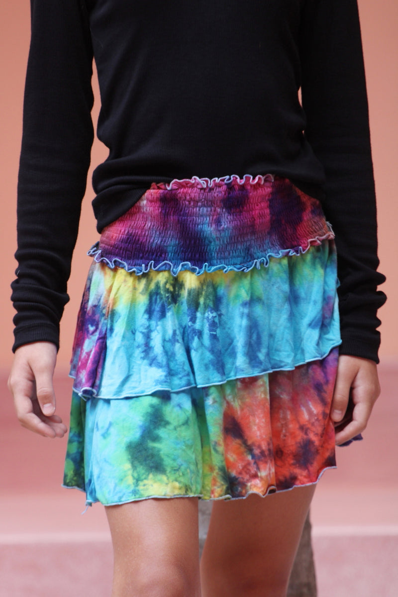 *Multi Color Tie-Dye Smocking Skirt*