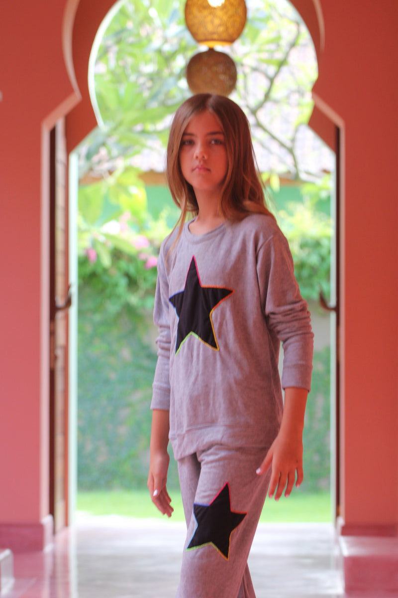 *Grey Star Embroidered Sweatshirt*